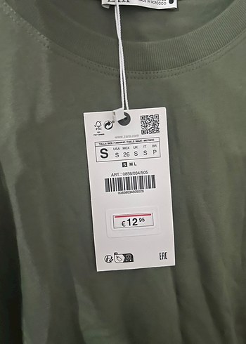 Zara Haki Kadın Kısa Kollu Tişört S Beden - Görsel 4