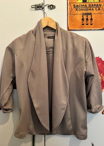 Gri Drapeli Kadın Blazer Ceket - Görsel 2