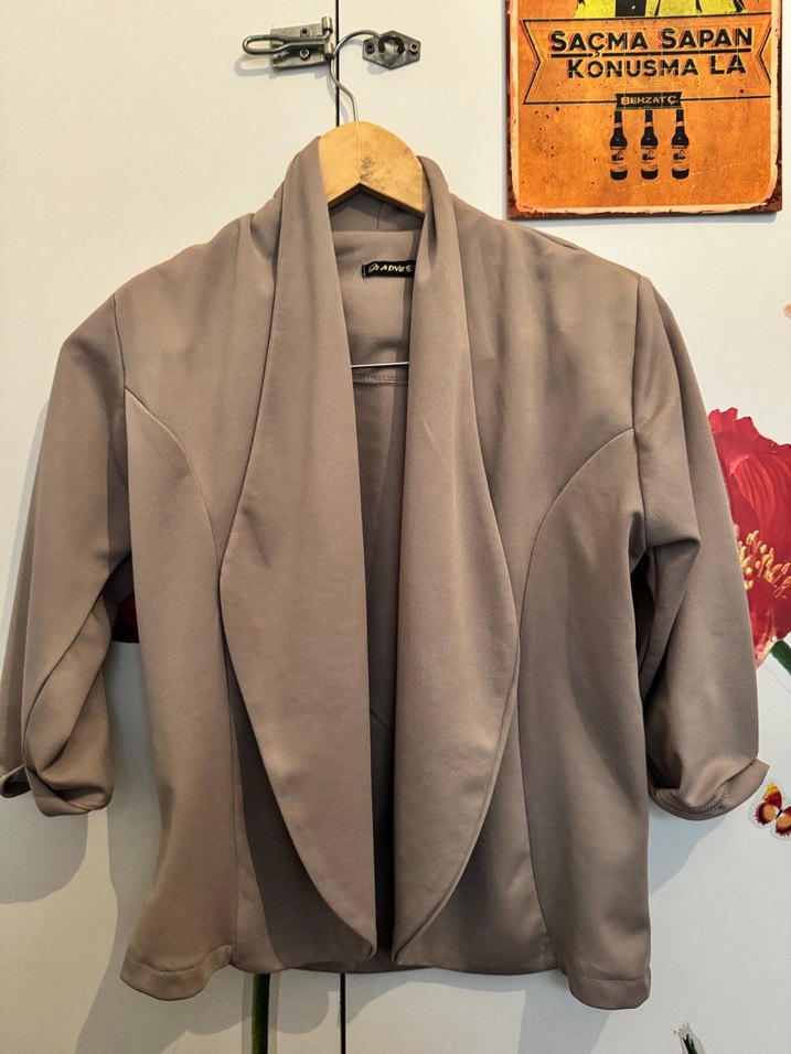 Gri Drapeli Kadın Blazer Ceket - Görsel 2