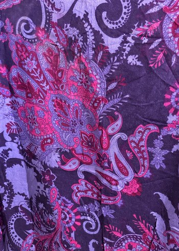 Bohem Uzun Kollu Mor Bağlama Desenli Tuniği - Görsel 3