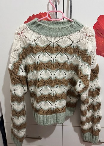 Bohem Tarz Bej Örgü Kazak - Görsel 3