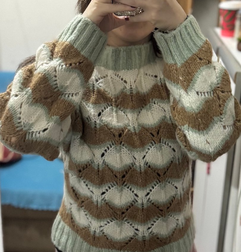 Bohem Tarz Bej Örgü Kazak - Görsel 4