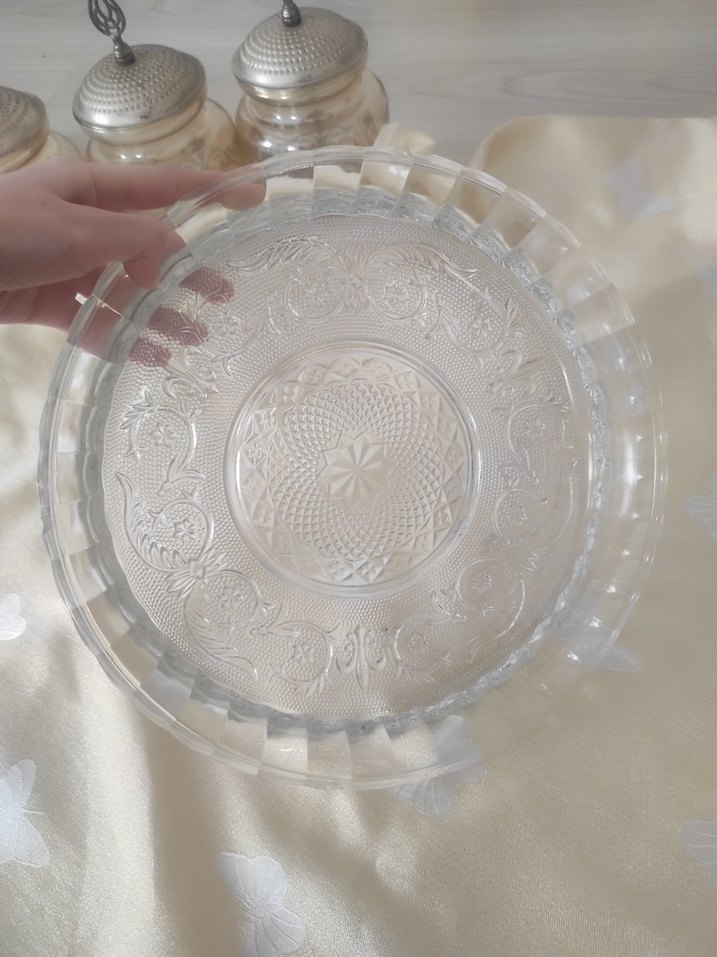 kesme kristal büyük cam Tabak - Görsel 2