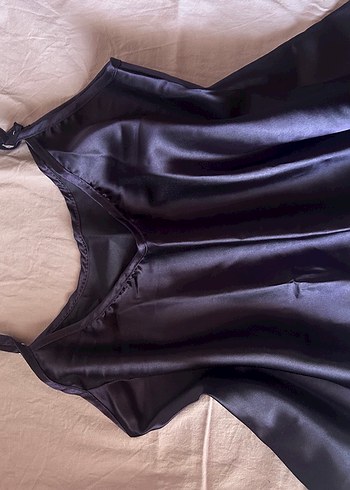 Mor Saten İnce Askılı Şortlu Takım - Görsel 3