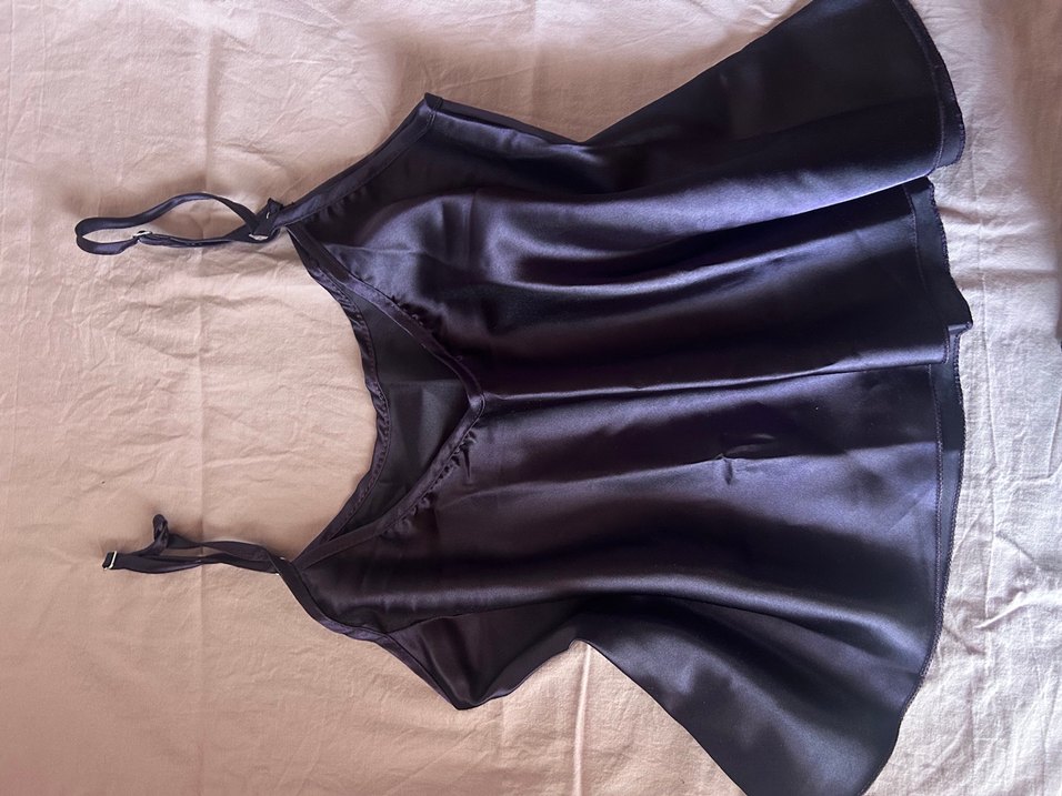 Mor Saten İnce Askılı Şortlu Takım - Görsel 3