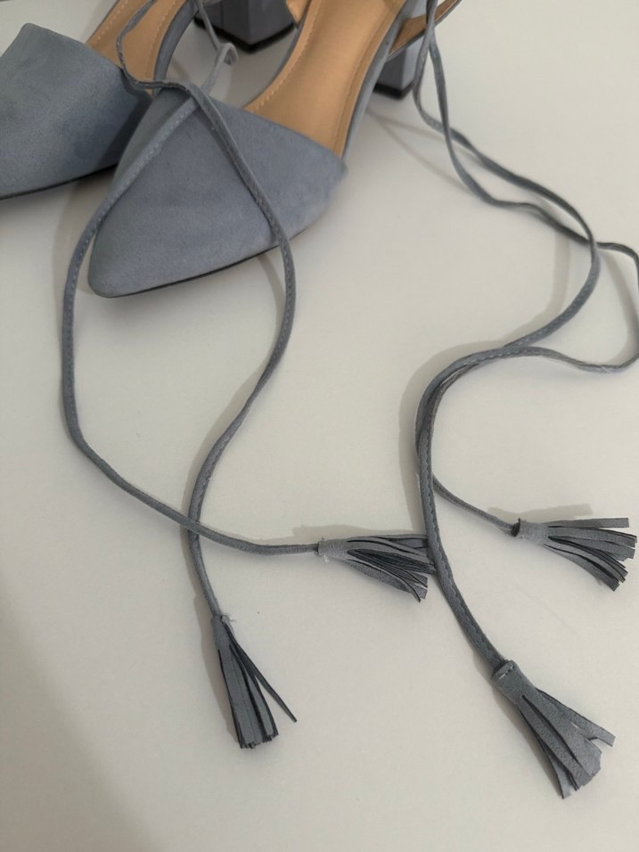 Mavi Süet  Kadın Topuklu Ayakkabı - Görsel 3