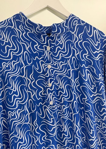 Renkli Mavi Uzun Kollu Elbise - Görsel 2