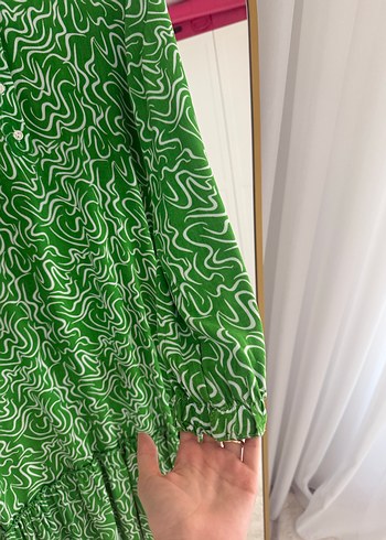 Yeşil Pilili Uzun Bohem Elbise - Görsel 3