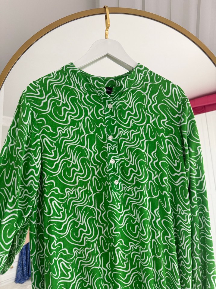 Yeşil Pilili Uzun Bohem Elbise - Görsel 2