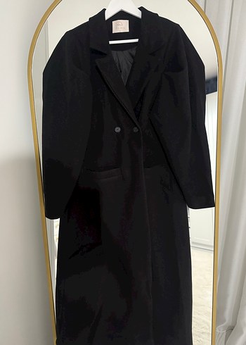 Siyah Oversize Uzun Kaban - Görsel 3