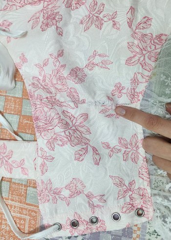 Dantel Detaylı Pembe Bohem Bustiyer - Görsel 2