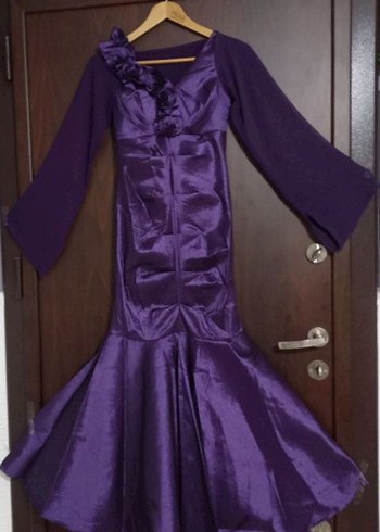 Tesettür Mor Abiye (Drapeli) - Görsel 4