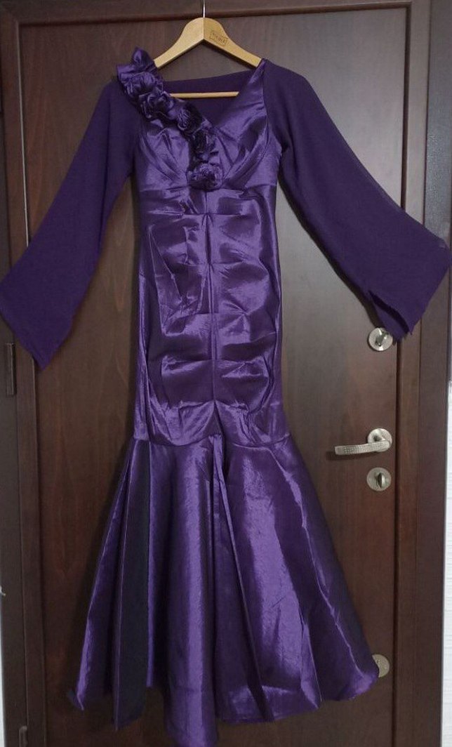 Tesettür Mor  Abiye (Drapeli) - Görsel 5