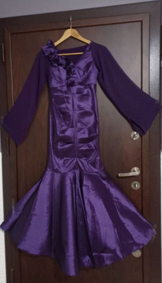 Tesettür Mor  Abiye (Drapeli) - Görsel 4