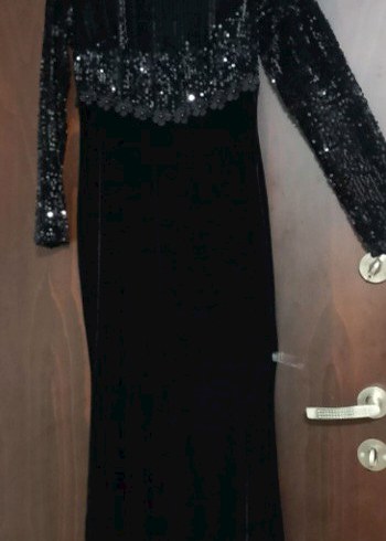 Tesettür Abiye
Uzun Kollu Siyah payet İşlemeli kadife - Görsel 3