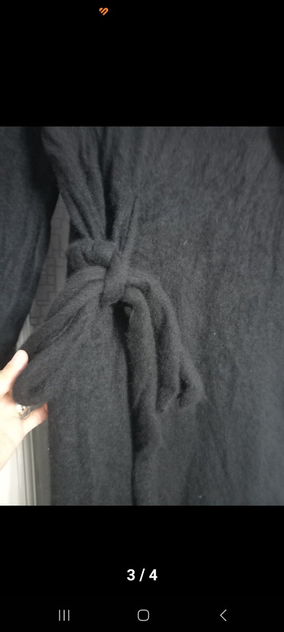 Kışlık Zara V yaka Yün Elbise Siyah - Görsel 3