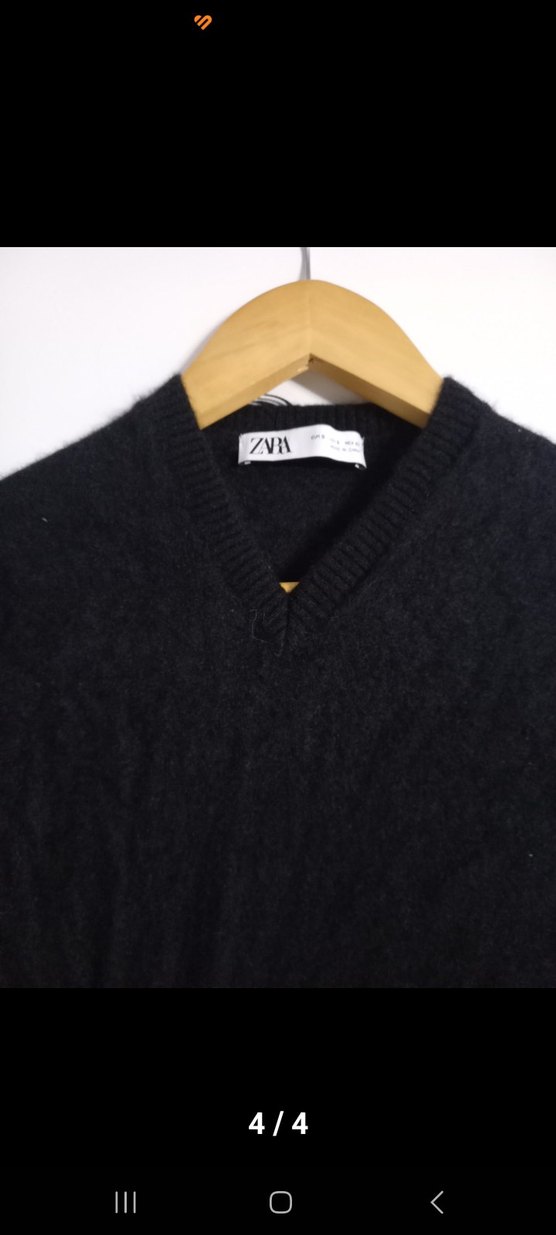 Kışlık Zara V yaka Yün Elbise Siyah - Görsel 4