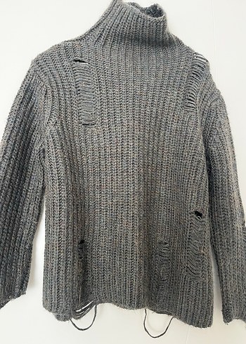 Haki Örgü Boğazlı Kadın Kazak - Görsel 4