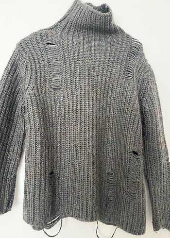 Haki Örgü Boğazlı Kadın Kazak - Görsel 3