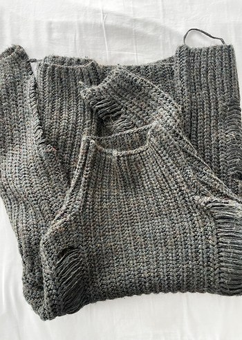 Haki Örgü Boğazlı Kadın Kazak - Görsel 2