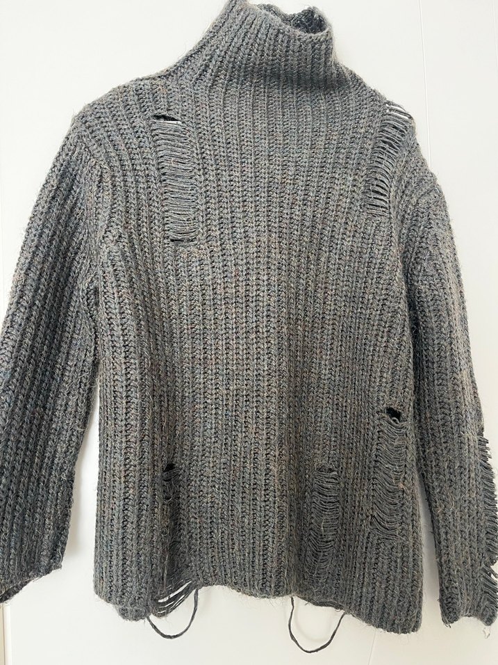 Haki Örgü Boğazlı Kadın Kazak - Görsel 4