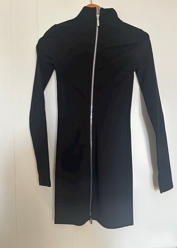 Mavi Siyah Uzun Kollu Yüksek Yakalı Kadın Kalem Elbise - Görsel 2