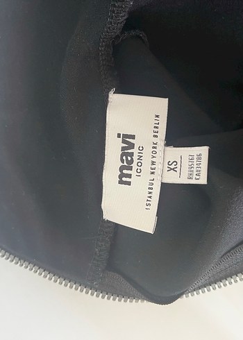 Mavi Siyah Uzun Kollu Yüksek Yakalı Kadın Kalem Elbise - Görsel 3