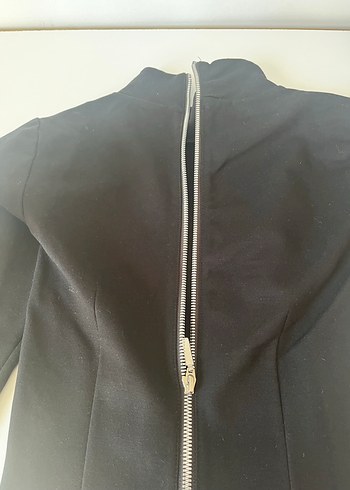 Mavi Siyah Uzun Kollu Yüksek Yakalı Kadın Kalem Elbise - Görsel 5