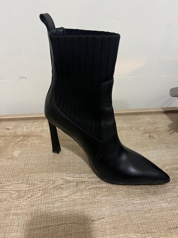 Network Siyah Deri Stiletto Topuklu Kadın Bot - Görsel 4