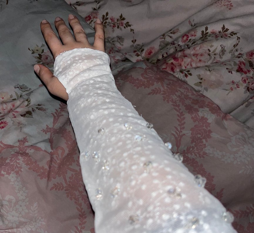 Nişan İçin Nakışlı Dantel Detaylı Beyaz Eldiven - Görsel 4