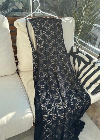 Siyah Dantel Straplez Uzun Abiye Elbise - Görsel 5