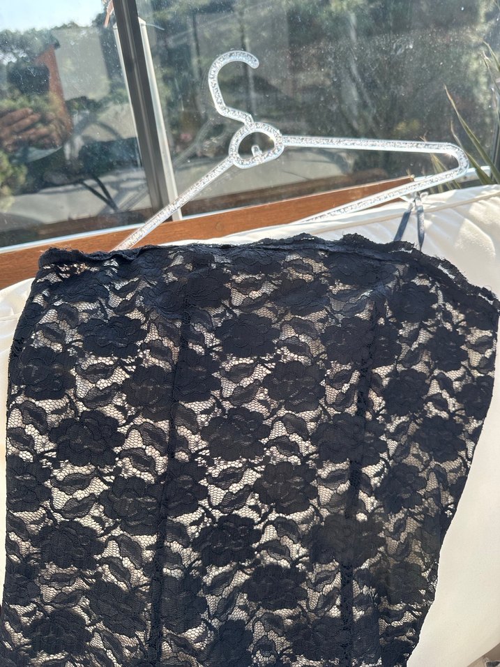 Siyah Dantel Straplez Uzun Abiye Elbise - Görsel 2