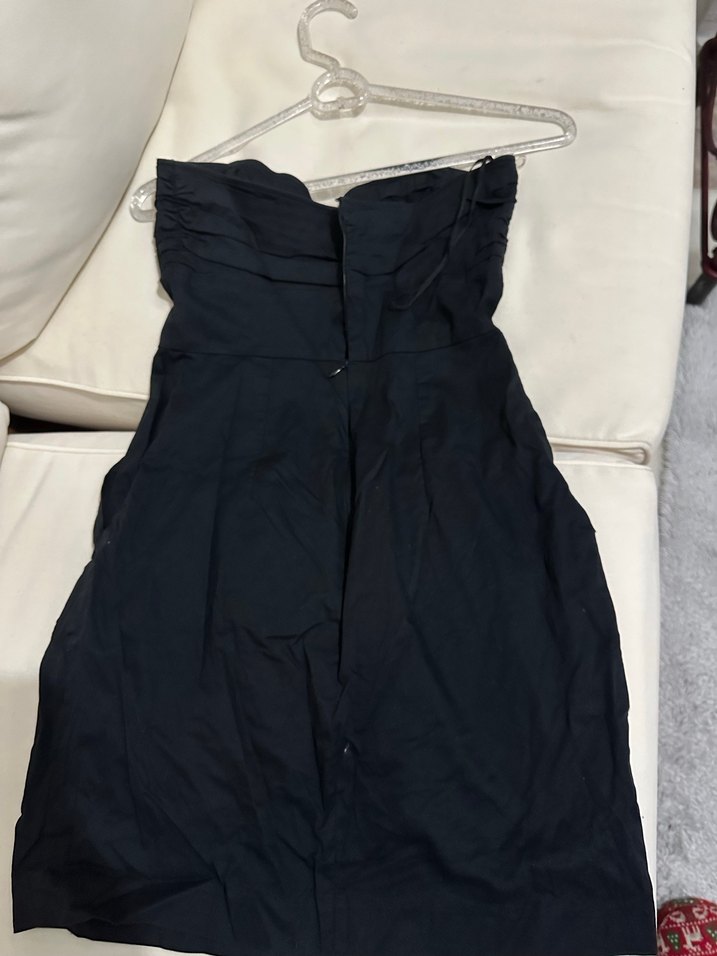 Siyah Askısız Drapeli Midi Elbise straplez - Görsel 5