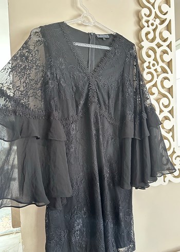 Dantel Detaylı Siyah Midi Goth Elbise - Görsel 2