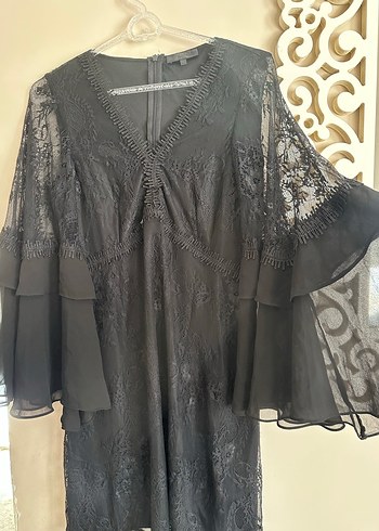 Dantel Detaylı Siyah Midi Goth Elbise - Görsel 3