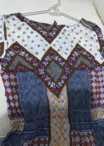 Bohem Çok Renkli Mini Elbise - Görsel 3