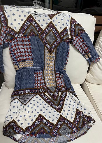 Bohem Çok Renkli Mini Elbise - Görsel 4