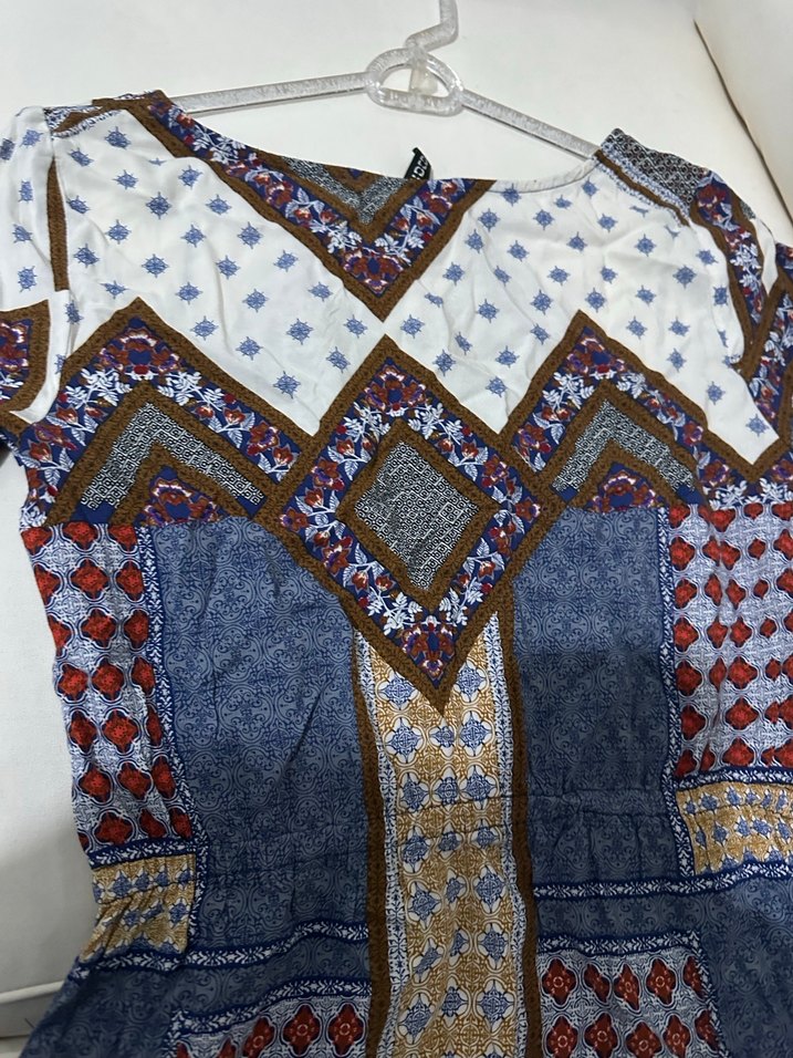 Bohem Çok Renkli Mini Elbise - Görsel 3