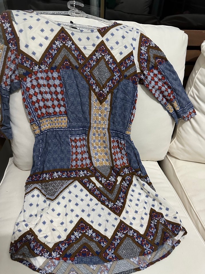 Bohem Çok Renkli Mini Elbise - Görsel 4