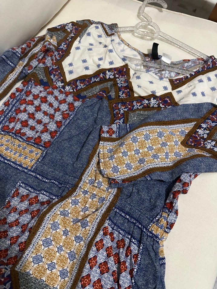 Bohem Çok Renkli Mini Elbise - Görsel 2