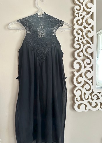 Dantel Detaylı Siyah Uzun Gotik Elbise - Görsel 2