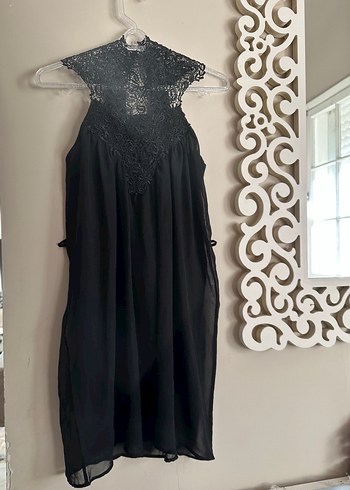 Dantel Detaylı Siyah Uzun Gotik Elbise - Görsel 3