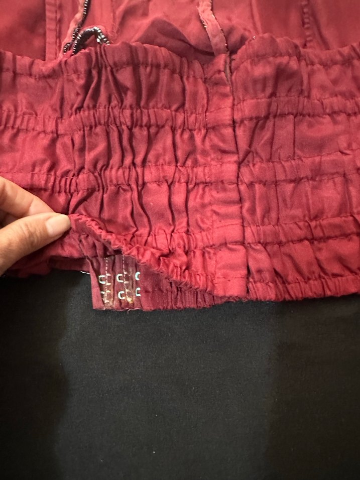 Bordo İşlemeli Boncuklu Mini Büstiyer - Görsel 4