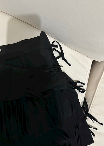 Kadın Siyah Mini Fırfırlı Etek - Görsel 2