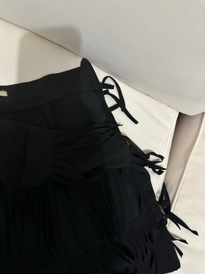 Kadın Siyah Mini Fırfırlı Etek - Görsel 2