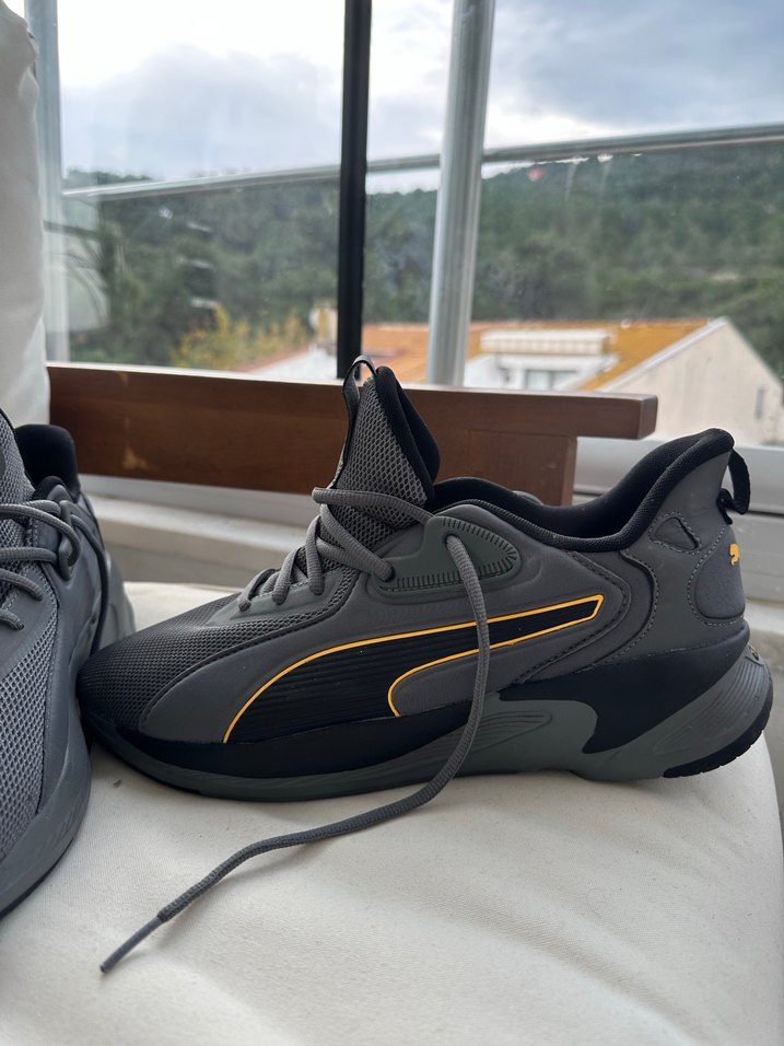 Gri Erkek Spor Ayakkabı Velcro Detaylı - Görsel 5