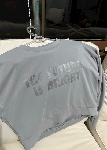 Gri Baskılı Kadın Sweatshirt - Görsel 3