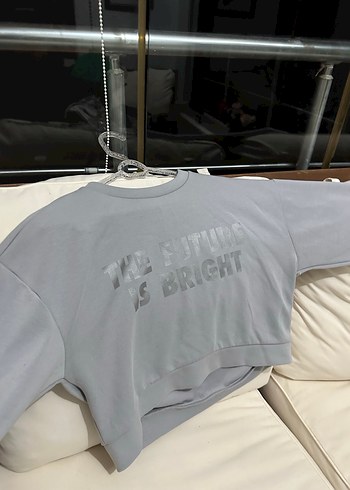 Gri Baskılı Kadın Sweatshirt - Görsel 6