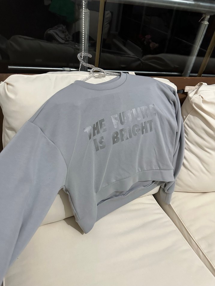 Gri Baskılı Kadın Sweatshirt - Görsel 4