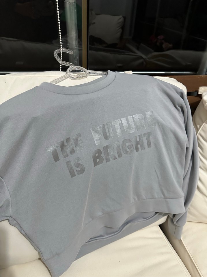 Gri Baskılı Kadın Sweatshirt - Görsel 3